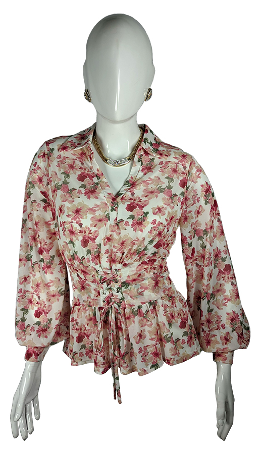 Blusa Malla Flores Salmón Corsé