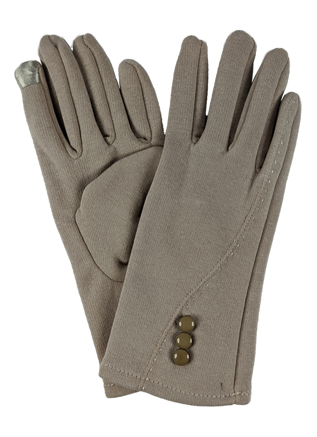 Guante Beige Térmico Botones Pespuntes