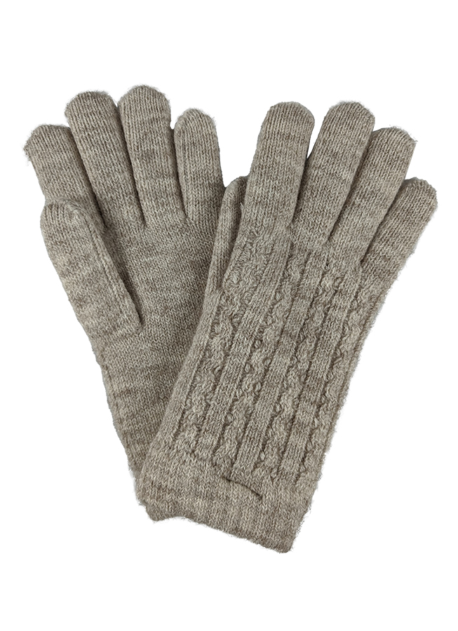 Guante Lana Térmico Beige Trenzas