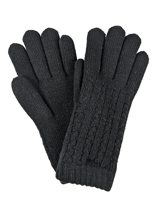 Guante Lana Térmico Negro Trenzas