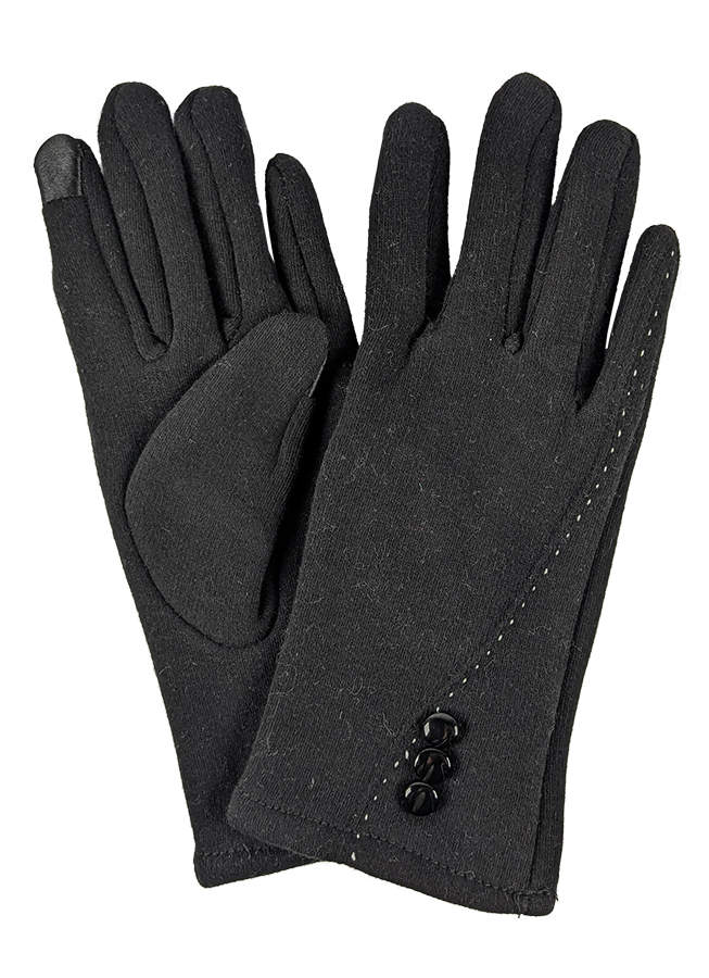 Guante Negro Térmico Botones Pespuntes