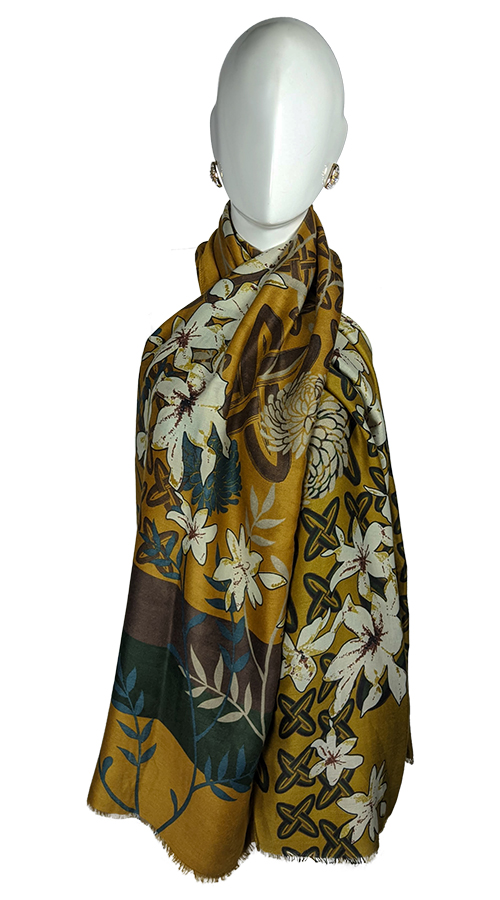 Pashmina Viscosa Mostaza Verde Discos