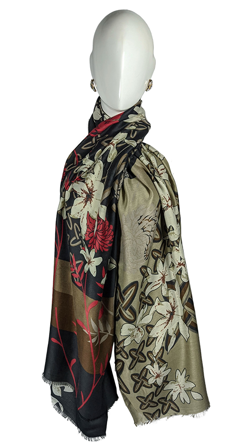 Pashmina Viscosa Negro Caqui Discos