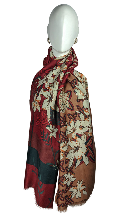 Pashmina Viscosa Roja Ocre Discos