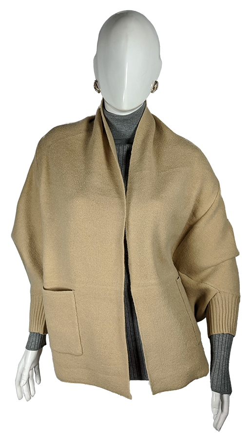 Saco Capa Camel Corto Bolsillos